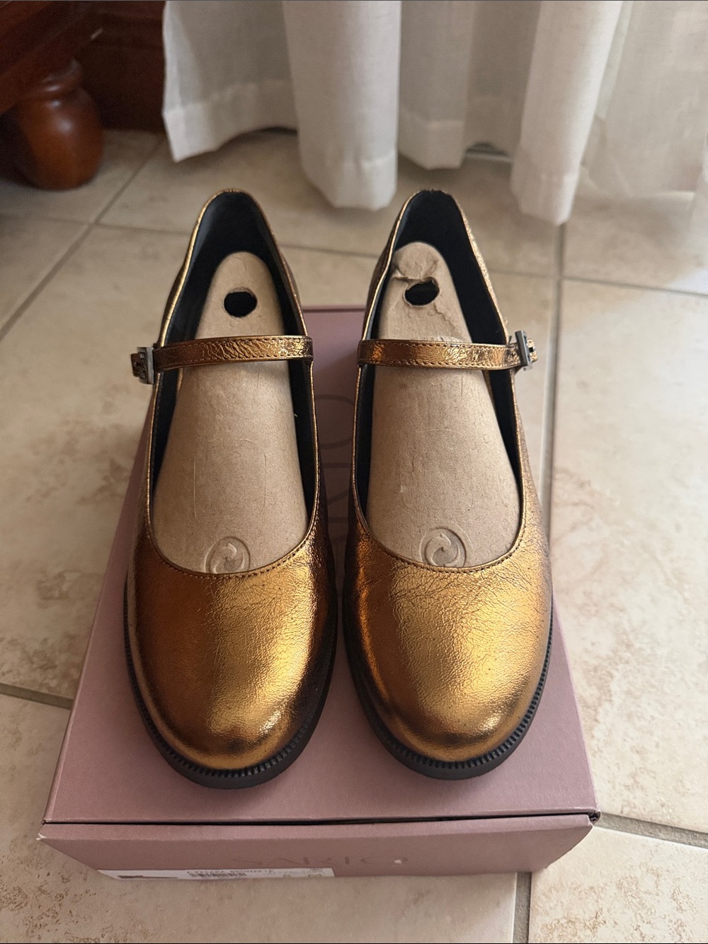 SARTO Metallic BRONZE Mary Jane Flats with Strap